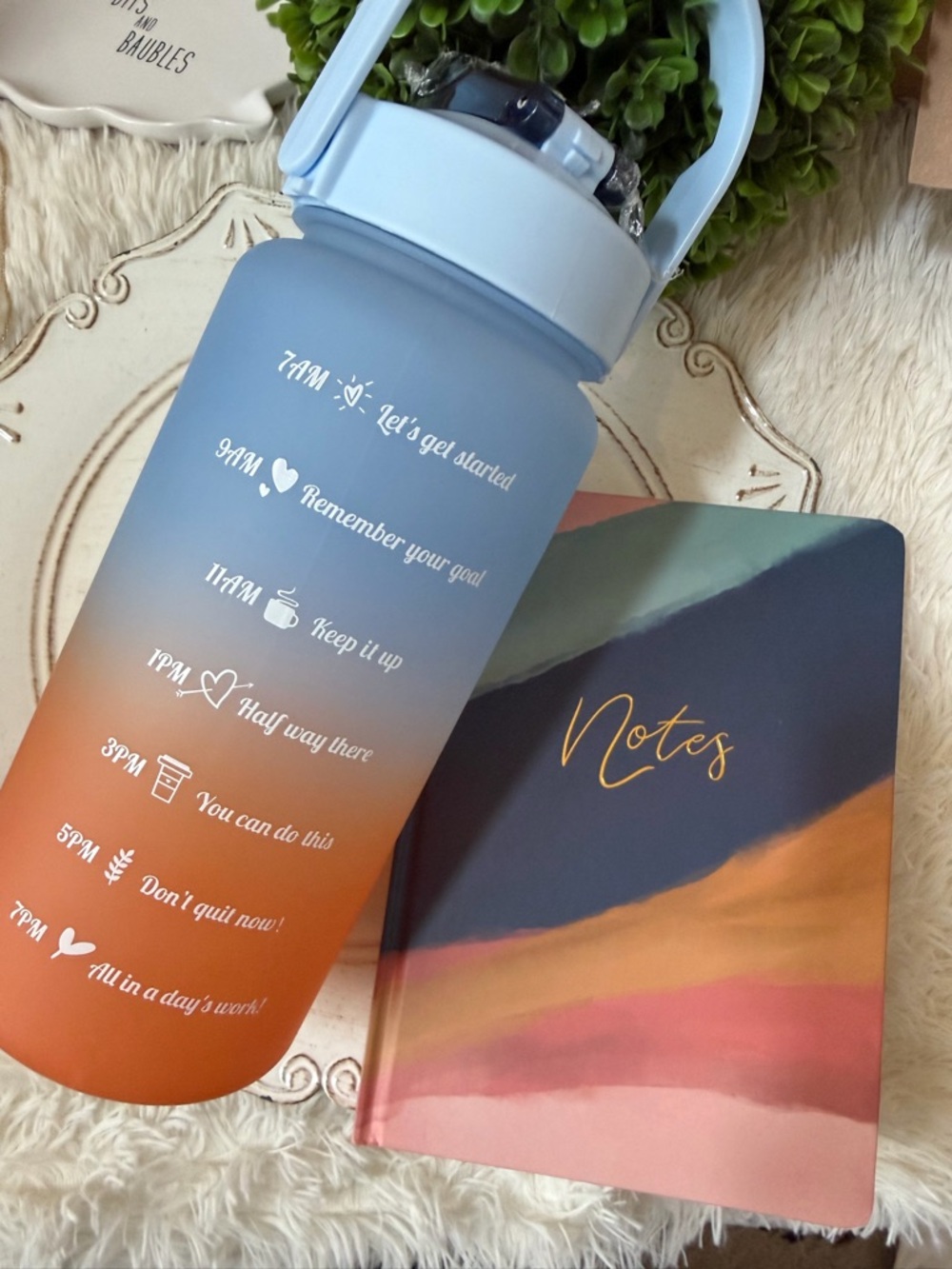 Hardcover journal and water bottle bundle new
